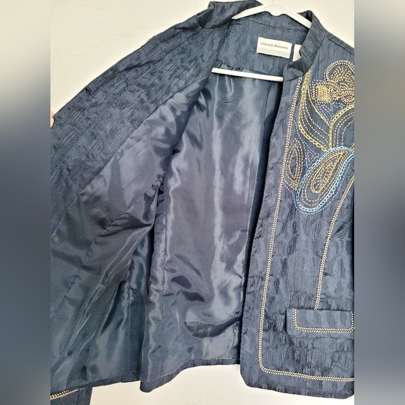 Alfred Dunner Women's Business/Office Blazer Embroidered/Beaded Crinkle Blue 12P - Picture 5 of 16
